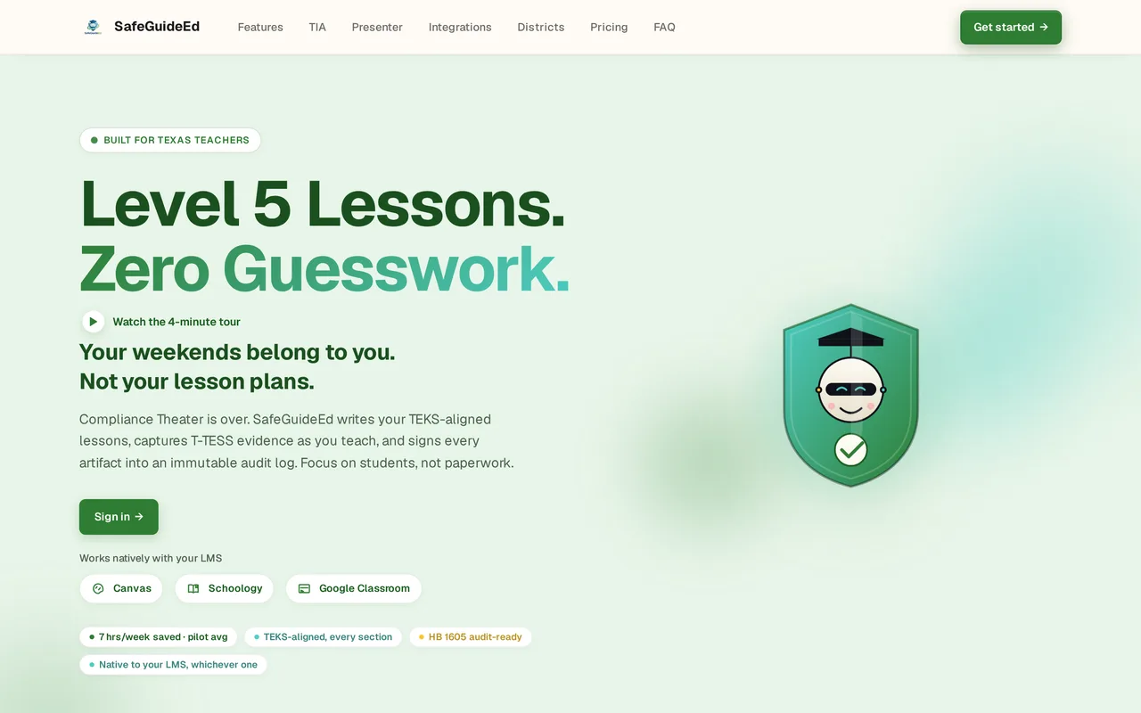 SafeGuideEd - live homepage