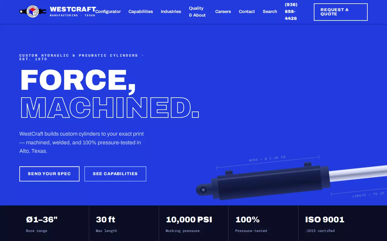 WestCraft Manufacturing - live homepage